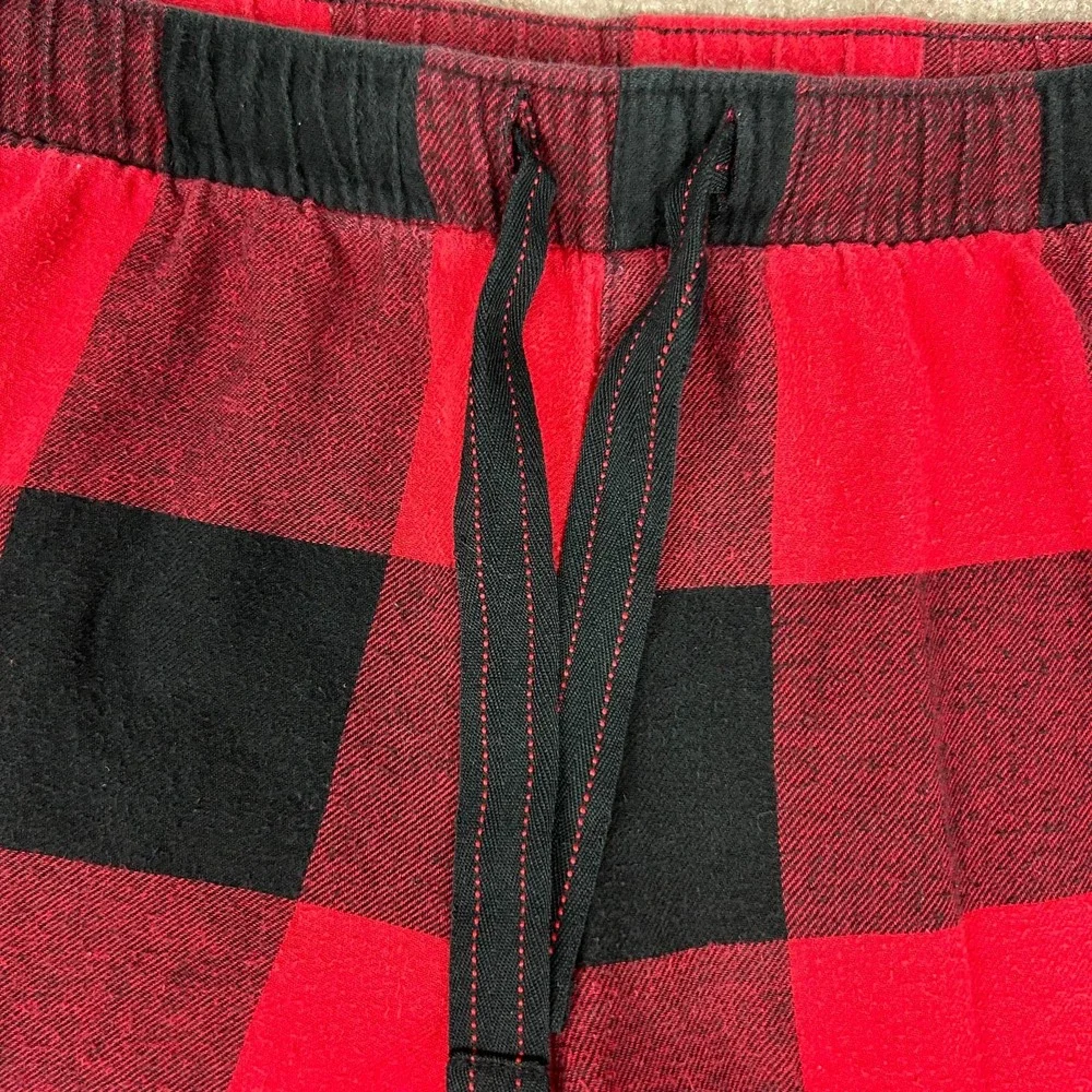 Old Navy Flannel Pajama Pants Mens Medium Red Black Buffalo Plaid Drawstring